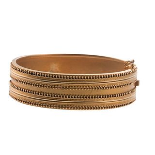 Antique Victorian English 15k Gold Bangle Bracelet 