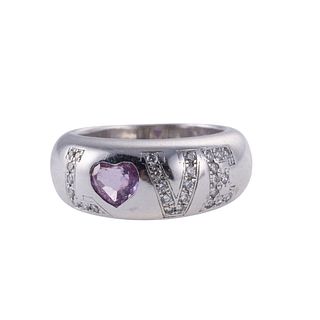 Chopard Happy Hearts Love 18k Gold Diamond Pink Sapphire Ring