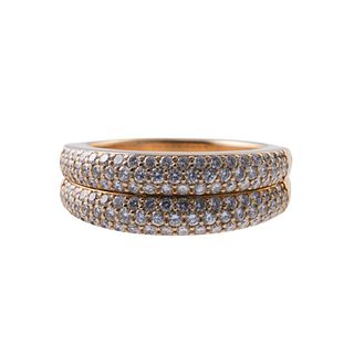 French 18k Gold Diamond Sapphire Ring