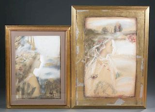 Pair of mixed-media works by Omer Berber.