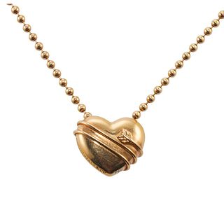 Tiffany & Co 18k Gold Wrapped Heart Pendant Necklace