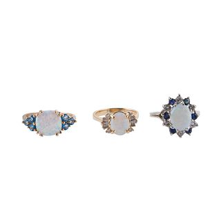 Gold Opal Sapphire Diamond Ring Lot of 3