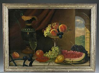 Still-life with fruit, o/c, unsigned.