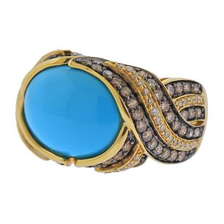 LeVian Le Vian 18k Gold Diamond Turquoise Ring