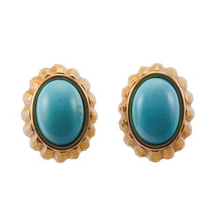David Webb Turquoise 18k Gold Earrings