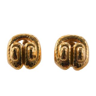 David Webb 18k Gold Swirl Earrings