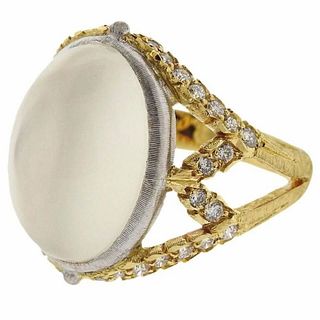 Buccellati Orocoll Moonstone Diamond Gold Ring