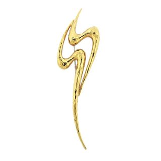 Henry Dunay Hammered Gold Brooch Pin