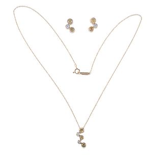 Tiffany & Co Bubbles Sapphire Diamond Gold Pendant Necklace Earrings