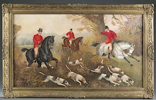 Pair of English hunt scenes by Merriman, 19th c.