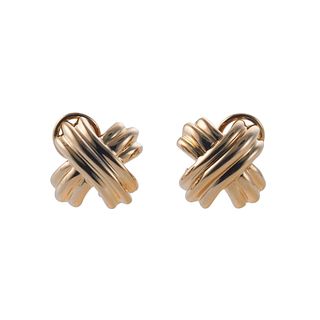 Tiffany & Co 18k Gold X Classic Earrings