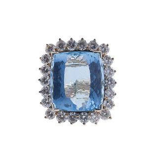14k Gold 15.50ct Aquamarine Diamond Ring