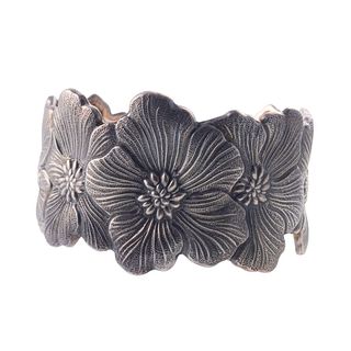 Buccellati Blosoms Sterling Silver Flower Cuff Bracelet
