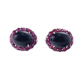 Youmna Capri 18k Gold Ruby Onyx Earrings