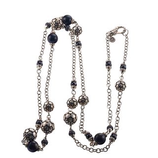 John Hardy Dots Silver Onyx Spinel Necklace