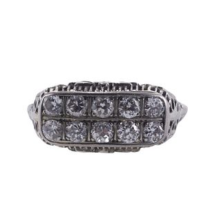 Art Deco Filigree Diamond Gold Ring