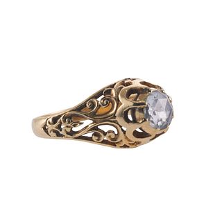 Art Nouveau 14k Gold Rose Cut Diamond Ring