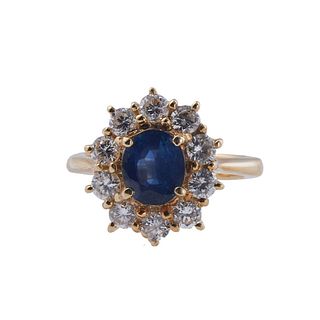 18k Gold Diamond Sapphire Cocktail Ring