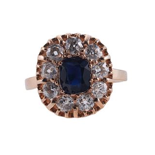 Antique Edwardian Gold Diamond Sapphire Ring