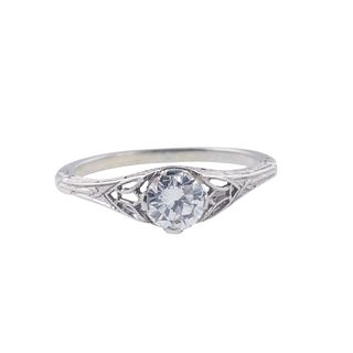 Edwardian Filigree Diamond Gold Ring