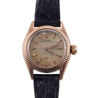 Rolex Oyster Perpetual Small Second Rose Gold Ladies Automatic Watch 6509