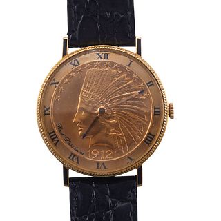Paul Ditisheim 18k Gold $20 US Coin Watch 