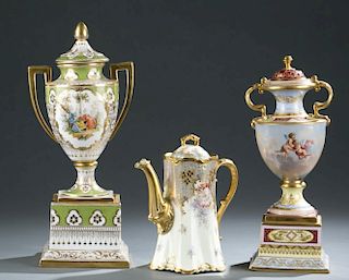 Grouping of Dresden painted ceramics