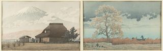 2 Japanese woodblock print, Hasui Kawase.