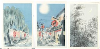3 Japanese woodblock prints, Eiichi Kotozuka.