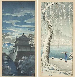 2 Japanese woodblock prints, Koitsu Tsuchiya.