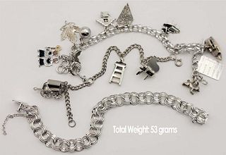 Lot Of Sterling Silver (53 grams) Charm And Bracelets Jewelry