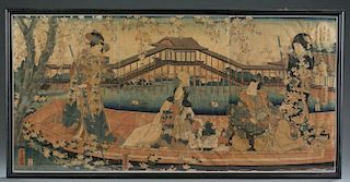 Japanese Triptych woodblock print, Yoshitora.