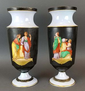 Pair of 19th C. Continental Porcelain Large Vases