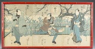 2 Japanese Triptych woodblocks, Utagawa school.