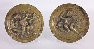 (2) French Louis XIV Brass Roundels