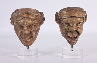 (2) 17th C. Italian Hand Carved Gilded Wood Satyrs