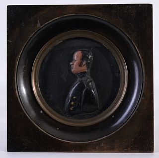 18th C. Wax Relief Portrait of a Naval Officer