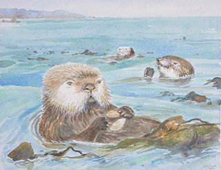 Peter Barrett (B. 1935) "Sea Otters"