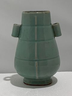 Chinese Longquan celadon handled vase