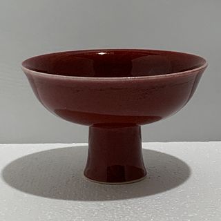 Chinese Qing under glazed copper red stem bowl