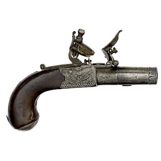 British Boxlock Flintlock Pistol by W. Jover Inscribed to British Naval Hero, Admiral Lord Nelson, 1794