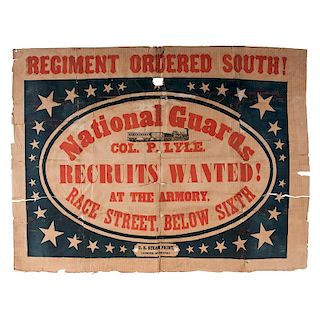 Regiment Ordered South, Recruitment Broadside for Colonel Lyle's National Guards