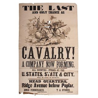 Civil War Illustrated US Cavalry Recruitment Broadside