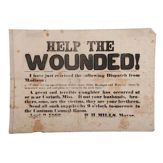 Battle of Shiloh, Help the Wounded!, Rare Broadside, 1862