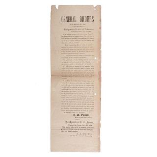 Rare Civil War Broadside, Federal Forces Occupy Nashville and Issue Orders to Suppress Guerrilla Activities and Other Violenc