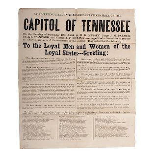 Tennessee Occupation, Rare Civil War Broadside, September 1864