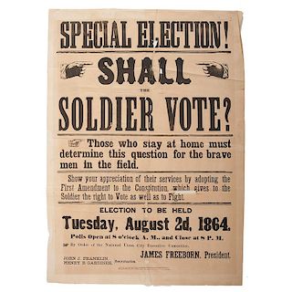 Rare Civil War Broadside Calling for the Soldier's Vote