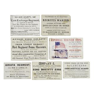 Grouping of Rare Civil War Recruitment Cards