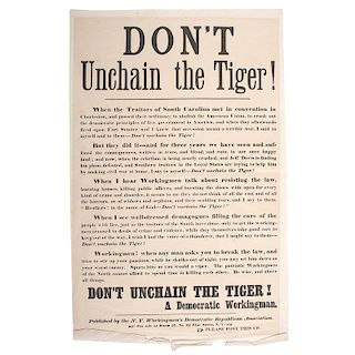 New York Draft Riots Broadside, Don't Unchain the Tiger!
