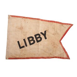Libby Prison Pennant, Inscribed by Corporal Charles Bowen, 29th Massachusetts Infantry